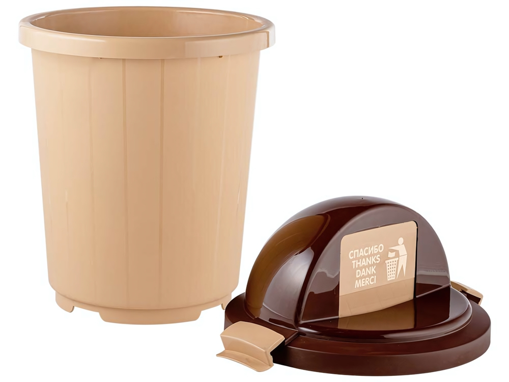Бак 105л с крышкой-клавишей на колесах (бежевый)