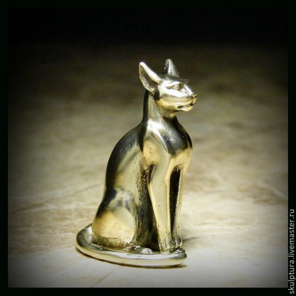 Талисман из латуни миниатюра кошка "Бастет" , латунь