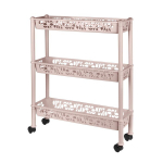 Этажерка Keeplex Light на колесиках трехсекционная прямоугольная длинная 58х18х69см бежевый топаз