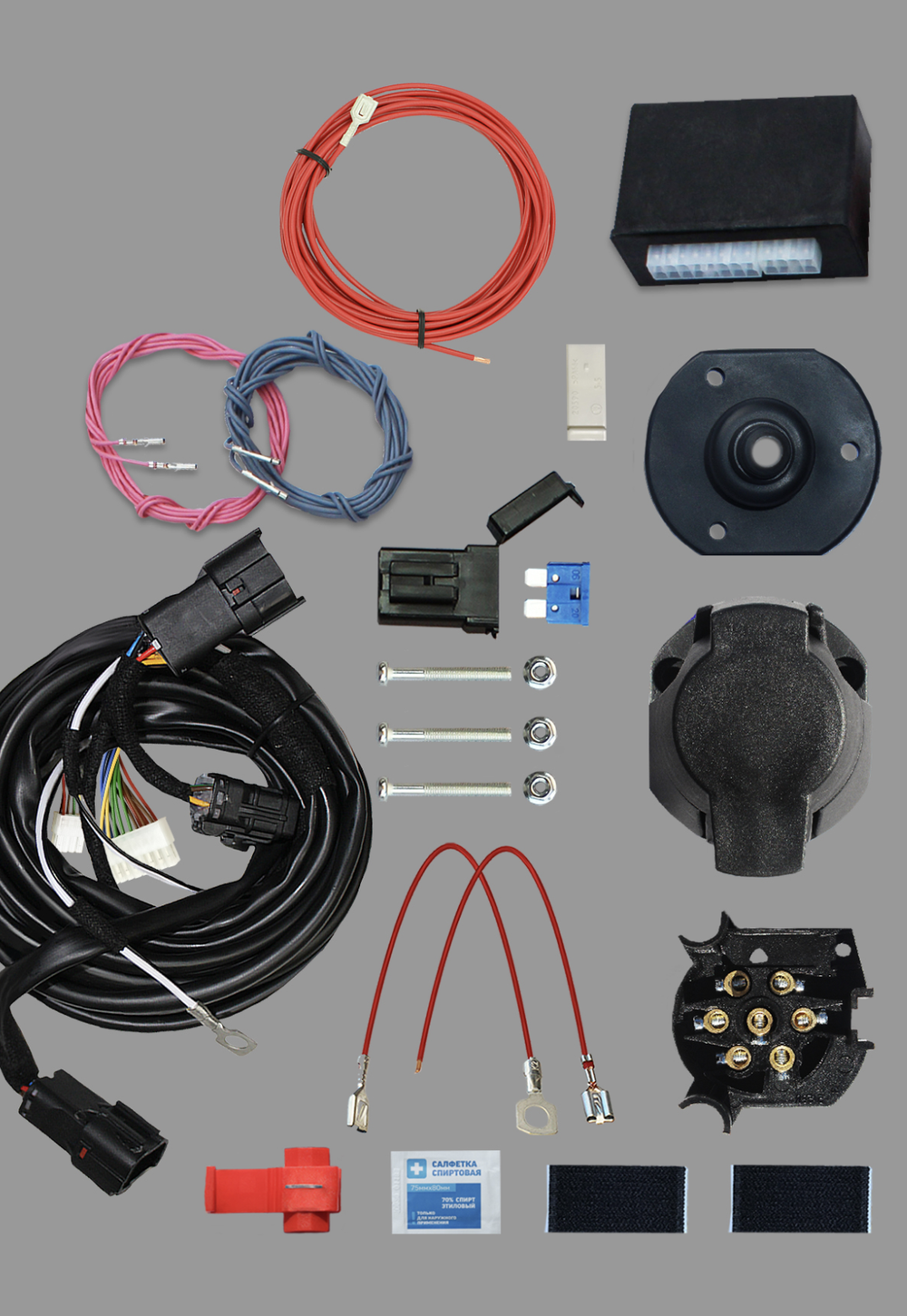 Комплект штатной электрики для фаркопа 7-pin Geely Atlas 2016-2022 с блоком 7.2 (premium) - КонцептАвто KA SC 72 139 202