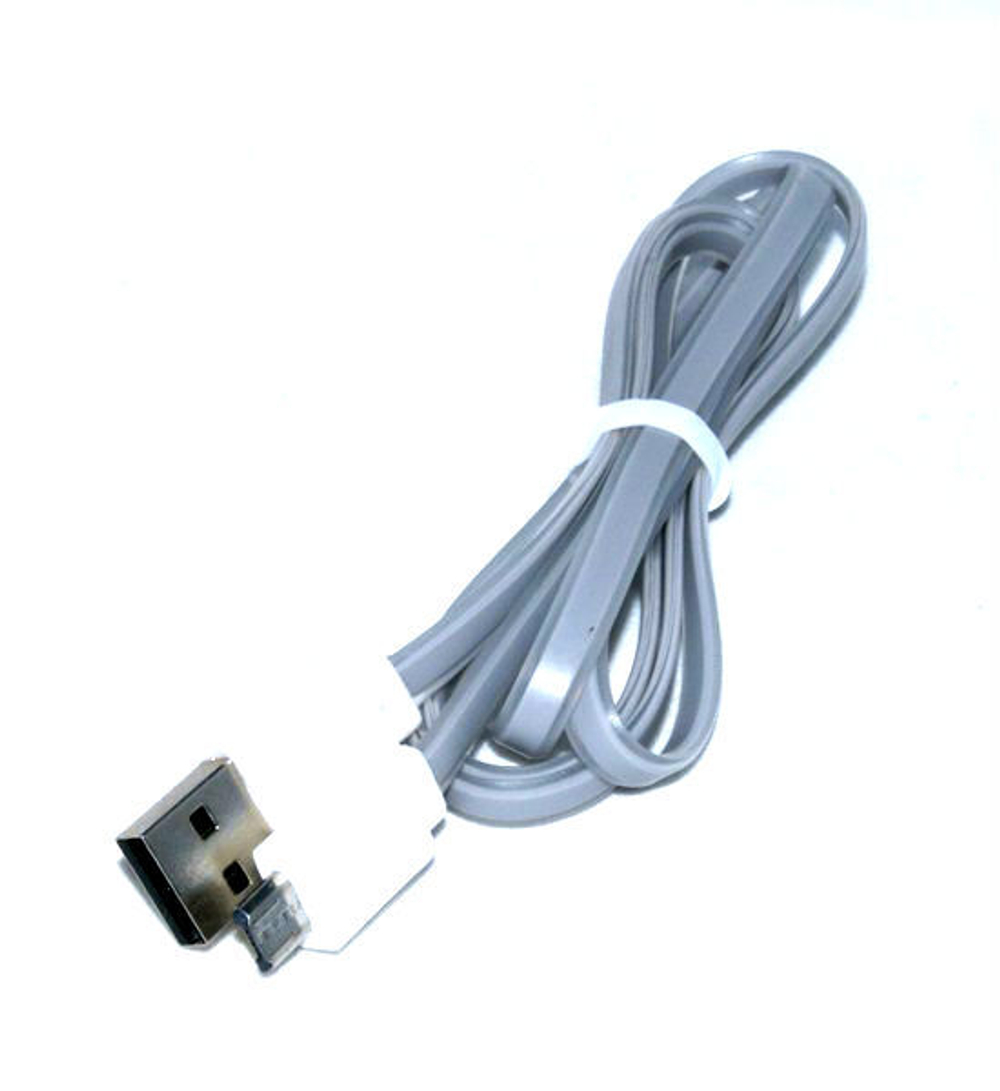 Кабель USB - Micro плоский (прозрачный/серый) 1м