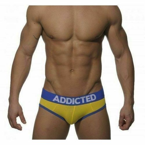 Мужские трусы джоки желтые с синей резинкой Seobean Addicted