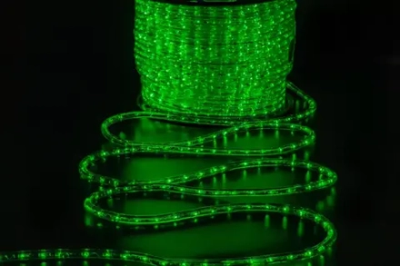 Дюралайт светодиодный 2-х проводной, диаметр 13 мм., 220В, зеленые LED лампы 36 шт на 1 м., бухта 100 м., статика, Teamprof (TPF-DL-2WH-100-240-G)