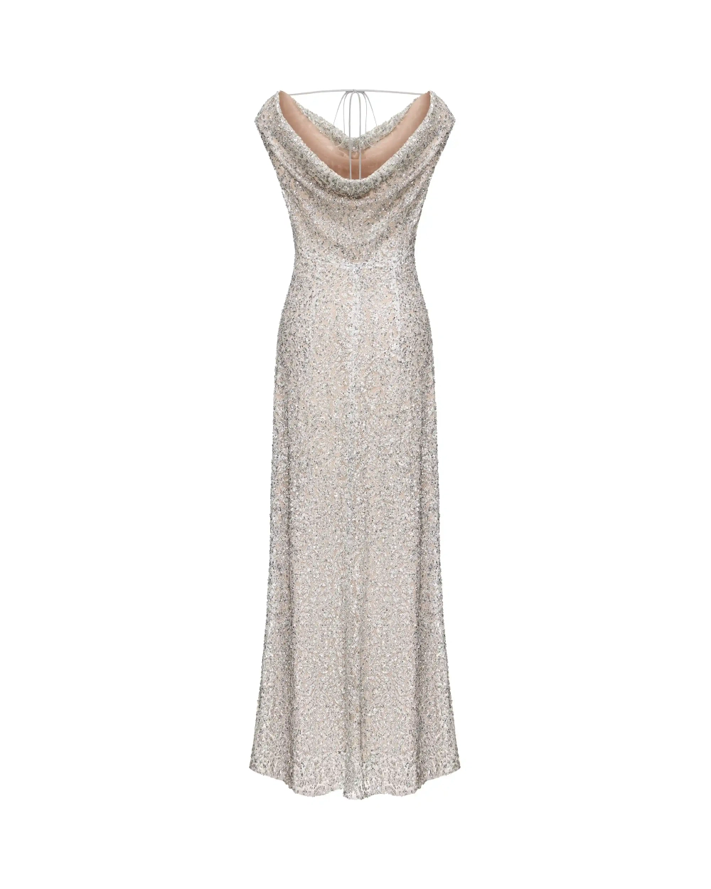 Lucy maxi, платье макси из серого кружева с пайетками