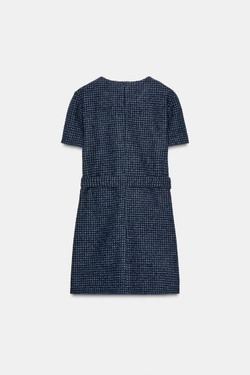 ZARA ПЛАТЬЕ С ПОЯСОМ, СИНИЙ
