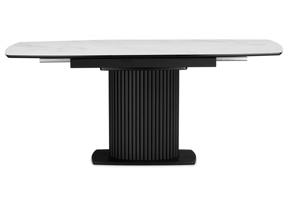 Стол стеклянный Woodville Фестер 140(180)х80 кристл статуарио, черный