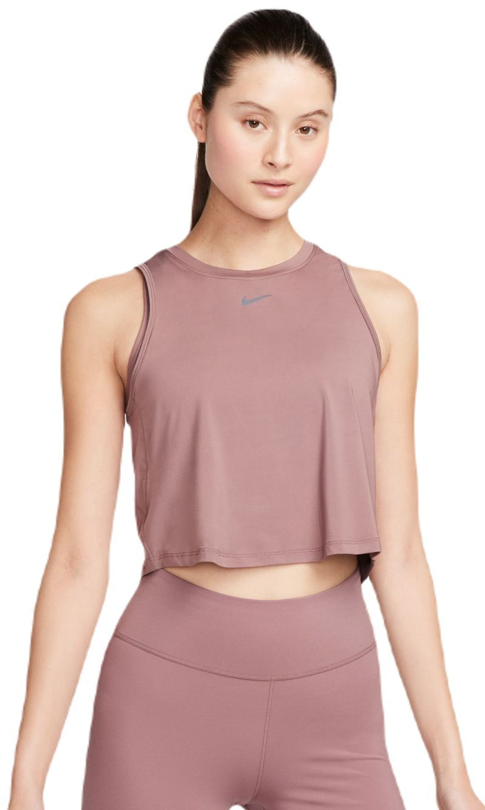 Топ теннисный Nike One Classic Dri-Fit Cropped Tank Top - smokey mauve/black