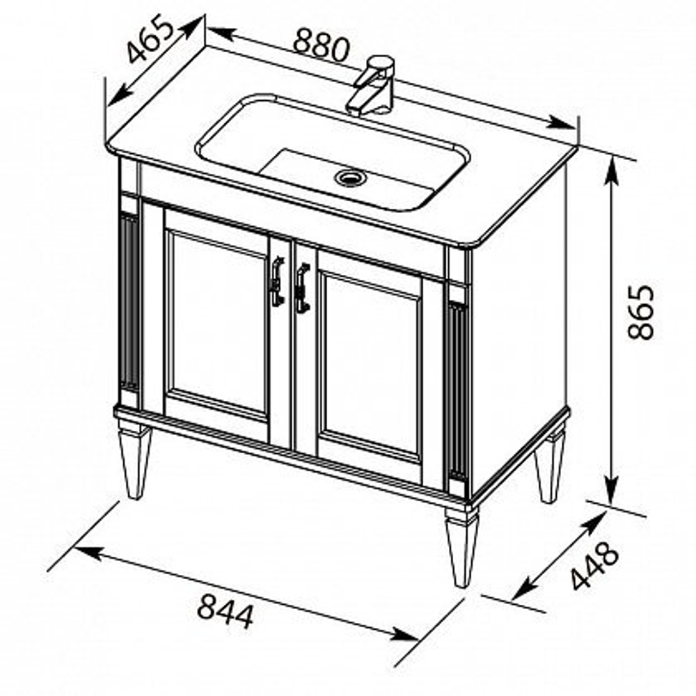 Раковина для тумбы Sanovit Sharp 90 14090-KL