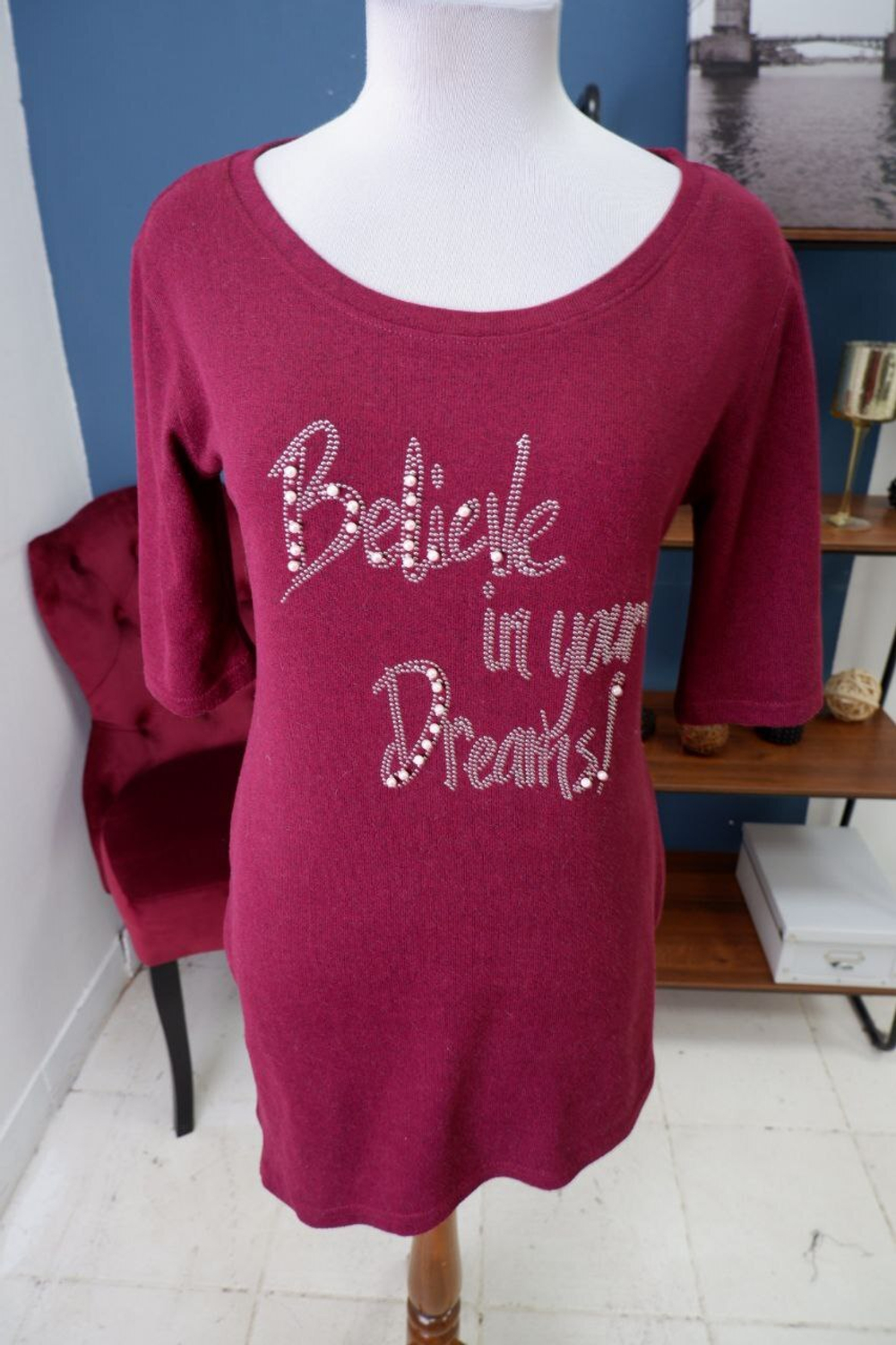 Джемпер бордо с надписью 46 размер