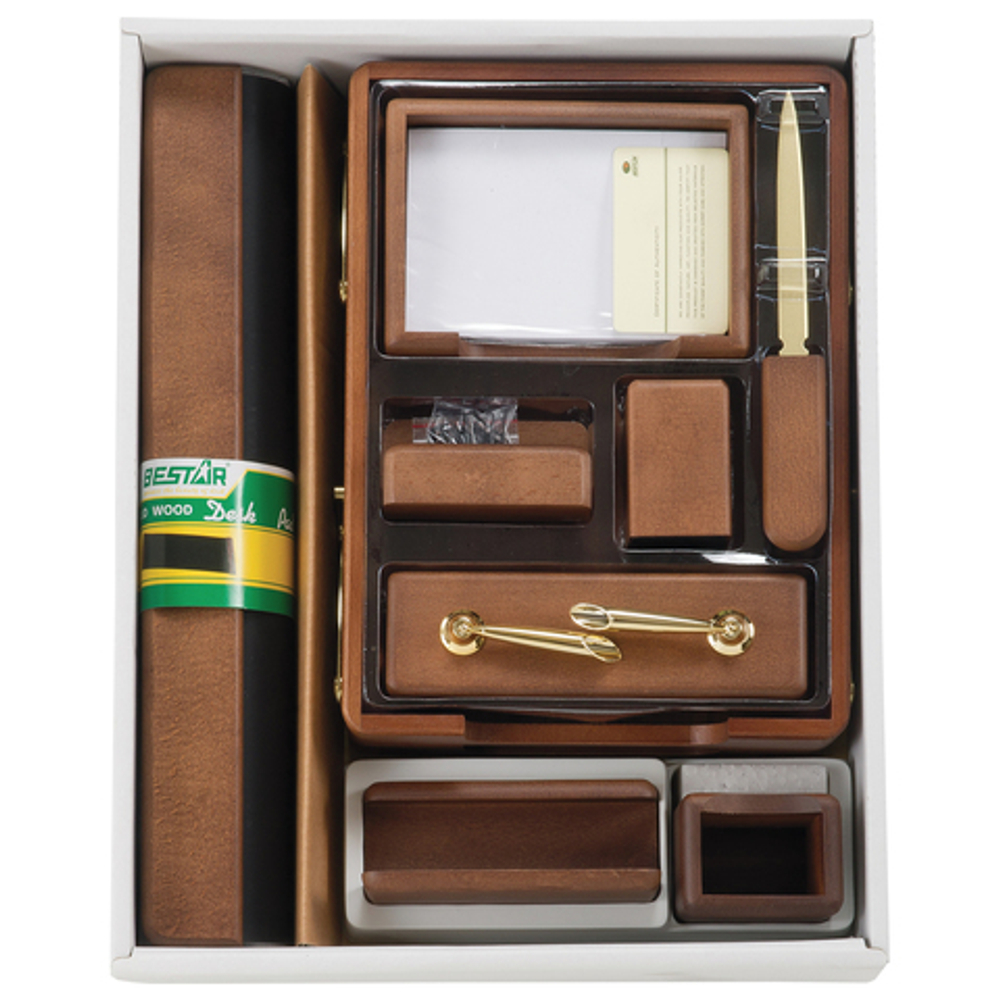 Набор настольный BESTAR "Saturn" из массива дерева (бук), 9 предметов, цвет "орех", 236378