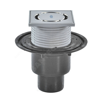 Трап для балконов и террас регулируемый с "сухим" затвором Дн 50/75/110 с нержавеющей решёткой 115х115мм вертикальный выпуск HL HL310N.2