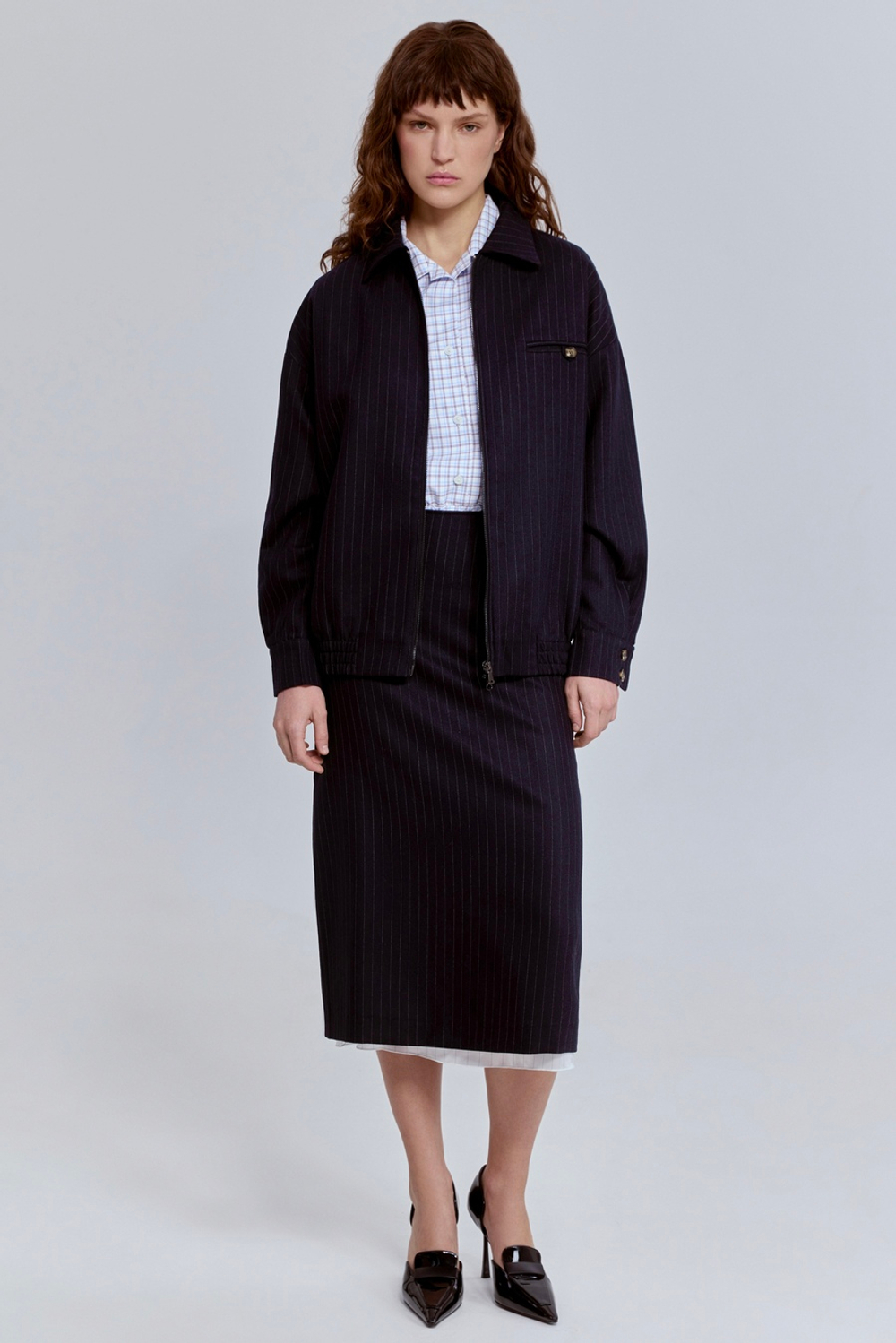 Бомбер в полоску из шерсти