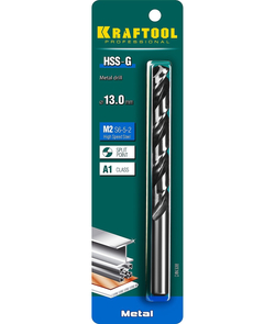 KRAFTOOL HSS-G, 13.0 х 151 мм, сталь P6M5, сверло по металлу (29651-13)