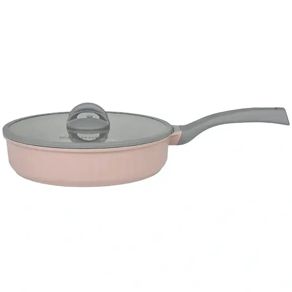 Сковорода 260мм с ручкой,со стеклянной крышкой, АП линия «Stella»(cappuccino)