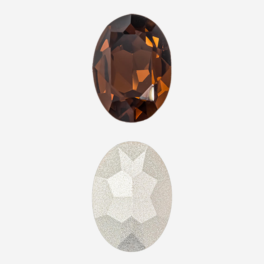 Кристалл Овал (Oval Fancy Stone), оттенок "Smoked Topaz", 18*13мм