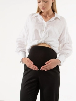 Брюки прямые укороченные с разрезами для беременных 3357 черный