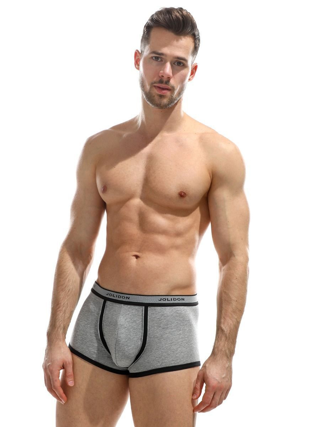 Мужские трусы-боксеры с контрастной тесьмой на резинке (Размер: M) (Цвет: грязно-синий)