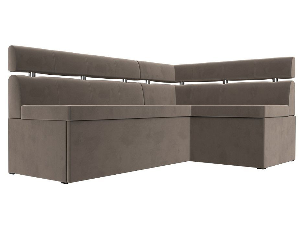 Диван кухонный угловой Классик правый угол, Коричневый, Велюр, 117979