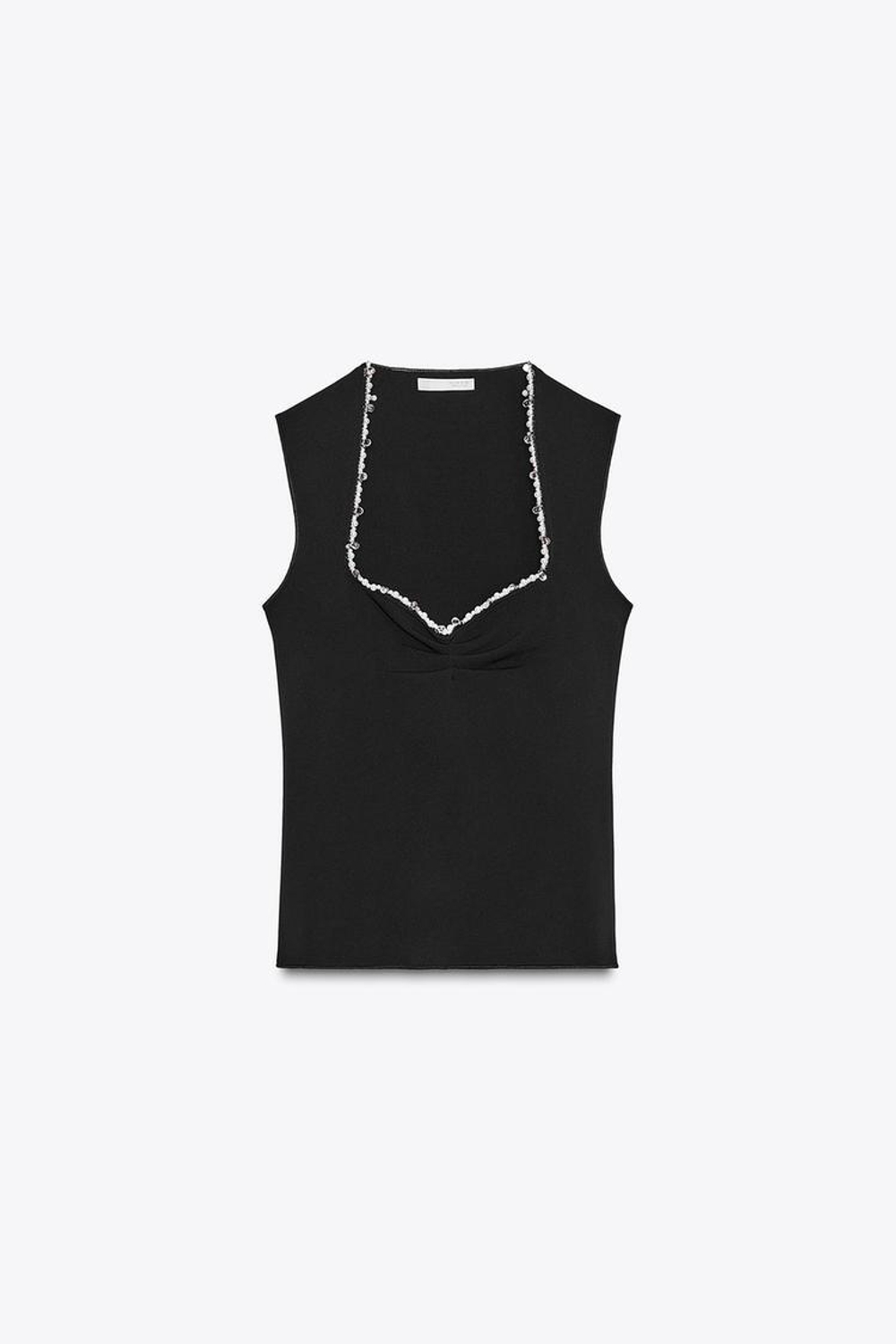 ZARA ЭЛАСТИЧНЫЙ ТОП С МЕТАЛЛИЗИРОВАННОЙ НИТЬЮ, ЧЕРНЫЙ