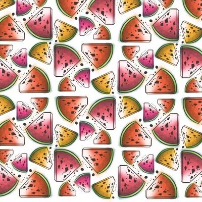 Watermelon illustration seamless pattern with bright color.