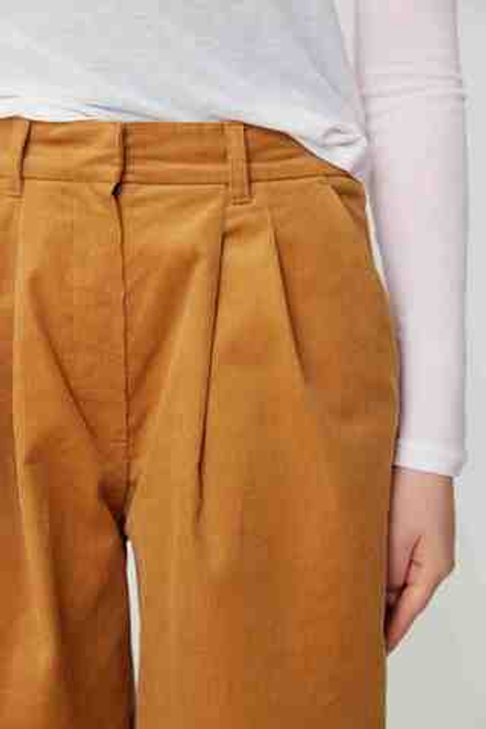 Брюки со складками из бежевого вельвета