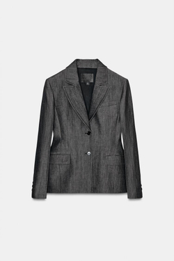 ZARA ДЖИНСОВЫЙ БЛЕЙЗЕР ZW COLLECTION, ЧЕРНЫЙ