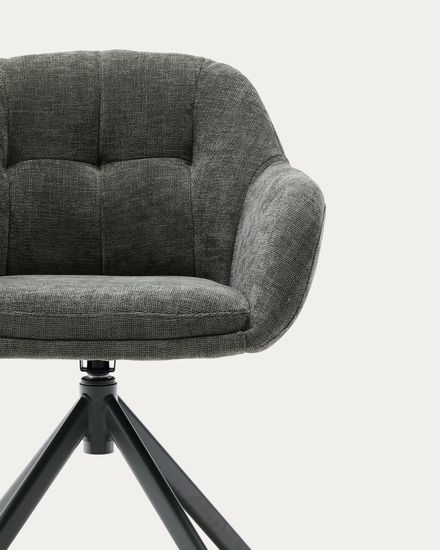 Dorina Вращающееся кресло из зеленого шенилла и стальными зелеными ножками Испания 