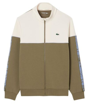 Мужская теннисная кофта Lacoste Zipped Colour-Block - khaki green/white