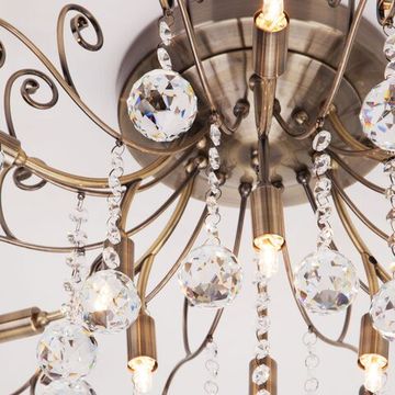 10042/12 / потолочный светильник /   античная бронза/прозрачный хрусталь