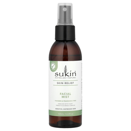 Sukin, Skin Relief, спрей для лица, для чувствительной, проблемной кожи, без отдушек, 125 мл (4,23 жидк. Унции)