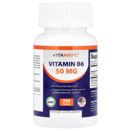 Vitamatic, витамин B6, 50 мг, 250 таблеток