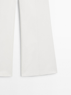 Massimo Dutti Широкие брюки с декоративными швами - Studio, кремовый