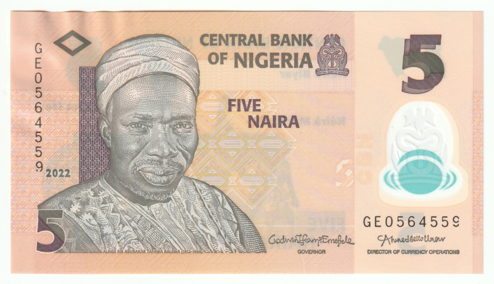 Nigeria, 5 Naira, 2022 – Polymer Banknote Honoring Nigeria's First Prime Minister (UNC)