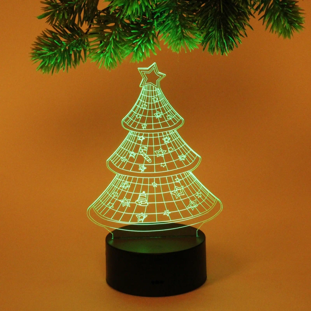 Светильник ночник «3D-Ёлочка» на пластиковой подставке, с включателем USB