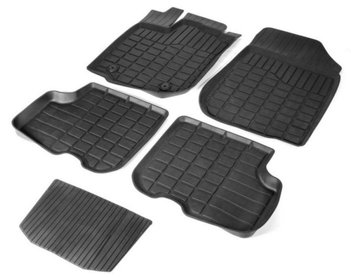 Коврики в салон автомобиля Rival для Renault Logan II поколение седан 2014-2018 2018-н.в./Logan Stepway седан 2018-н.в., литьевой полиуретан, с крепежом, 5 частей, 64702001