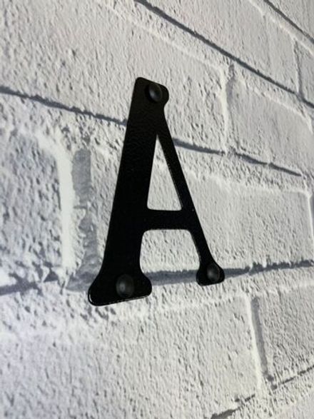 Буква дверная "А", 110х110 мм, металл 0,7 мм., черная. Буквы на дверь, номер квартиры, номер на дом,