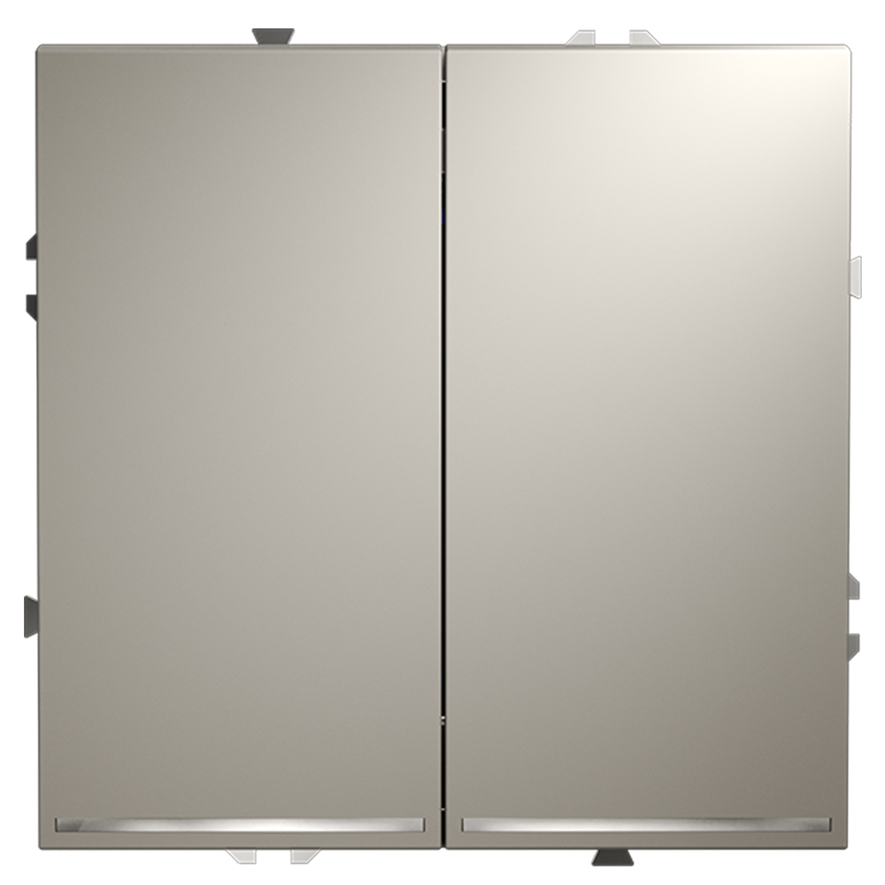 Проходной переключатель встраиваемый VOLTUM S70 двухклавишный с подсветкой 10А, (кашемир)