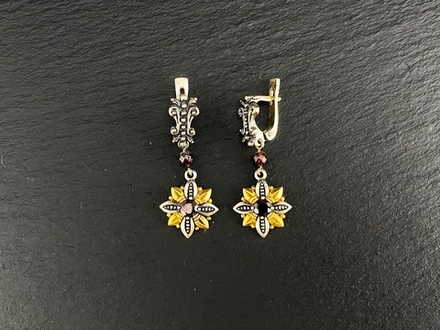 Серьги длинные "Огнецвет"