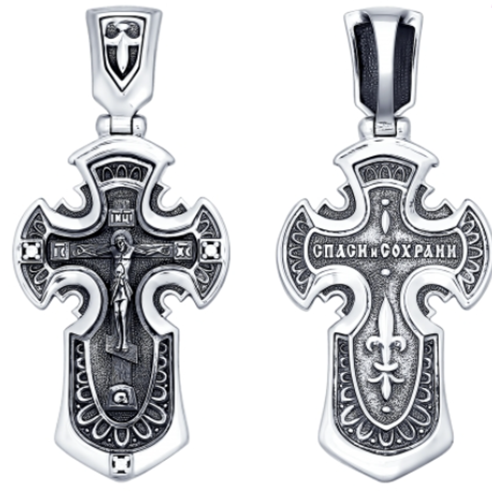 Крест православный нательный серебряный с фианитом Sokolov арт. 95120063