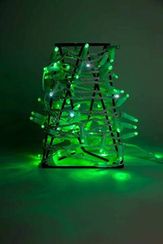 Светодиодная гирлянда нить 10 м, 24В, белая резина 2,3 мм, мерцание, зеленая, TeamProf, (TPF-S10CF-24V-SRW/G)