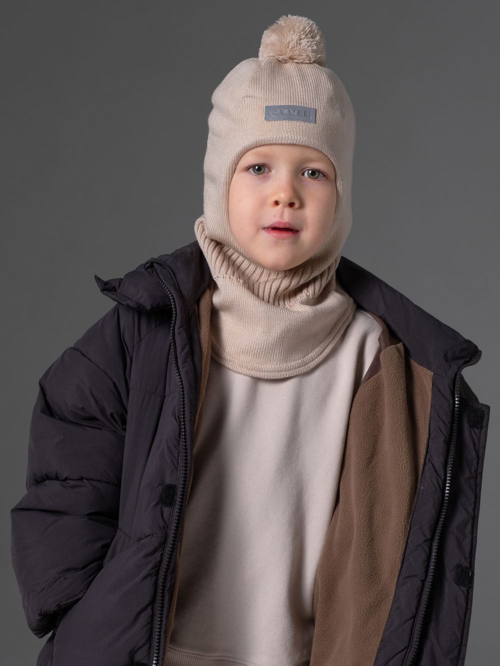 Шлем весенний/осенний вязаный (Жемчуг) ЧИП