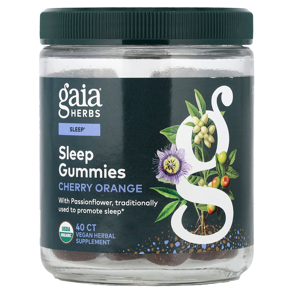 Gaia Herbs, жевательные таблетки для сна, вишня и апельсин, 40 жевательных таблеток