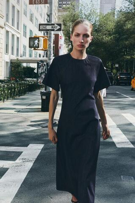 ZARA ДЛИННОЕ ДЖИНСОВОЕ ПЛАТЬЕ — ZW COLLECTION, СИНИЙ