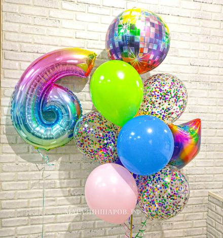 Набор шаров "Диско party" с цифрой