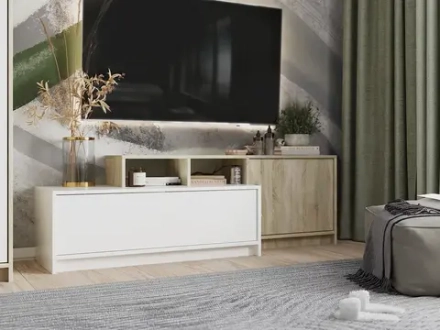 Эдем-1 С25 Тумба под ТВ (с выступом) Дуб сонома/Белый жемчуг