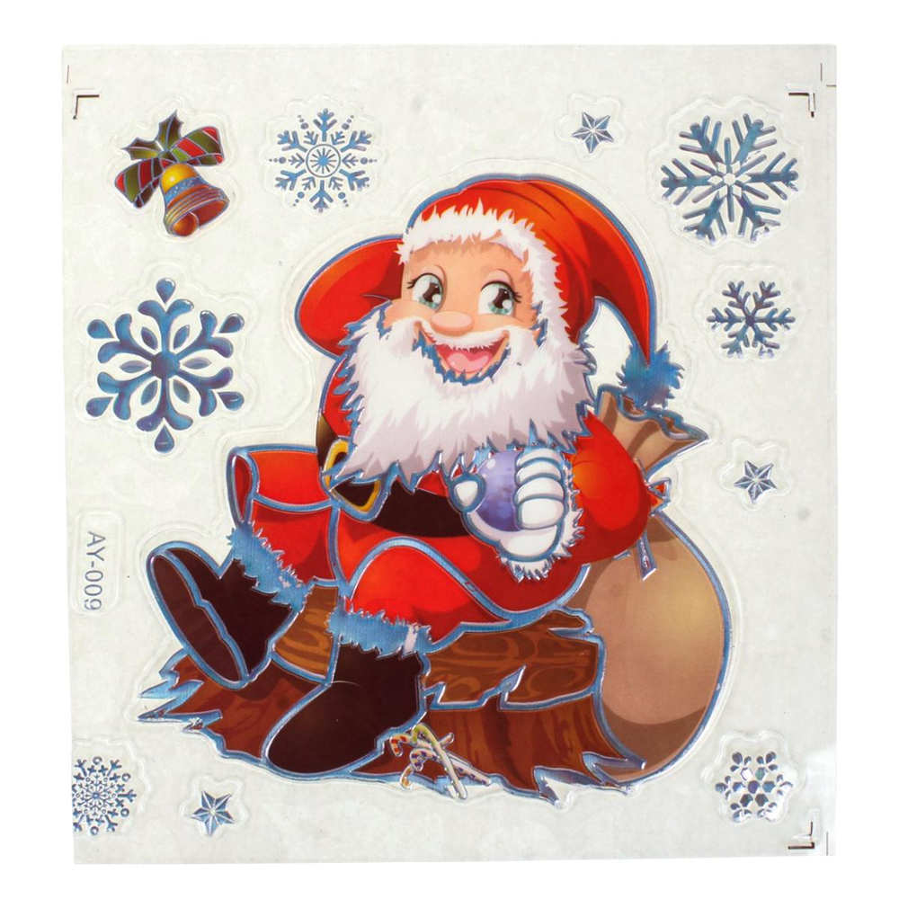 Наклейка новогодняя 18*23 см, 12 вид микс , пакет