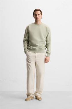 ZARA ТОЛСТОВКА С КРУГЛЫМ ВЫРЕЗОМ, СВЕТЛО-ЗЕЛЕНЫЙ