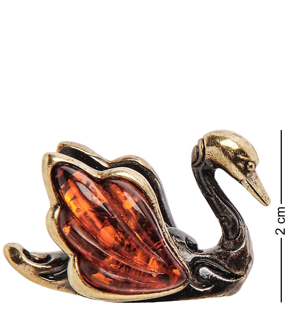Народные промыслы AM-3240 Фигурка «Лебедь ажурный» (латунь, янтарь)