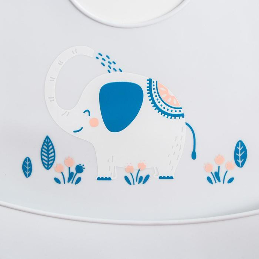 5231415 Нагрудник силиконовый, с карманом «Слон», цвет серый