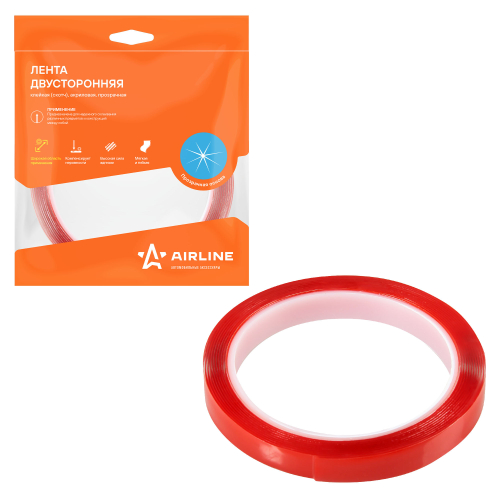 Скотч двухсторонний Airline 12 мм x 3 м. прозрачный акриловый